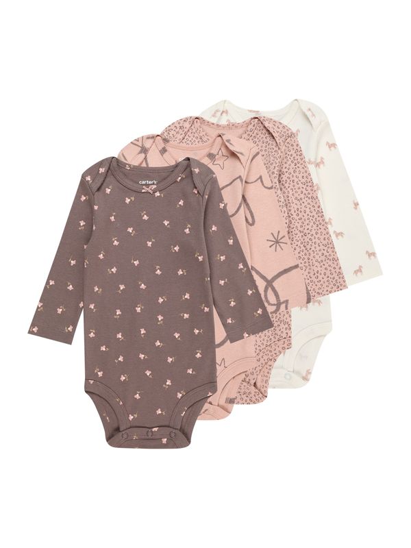 Carter's Carter's Бебешки гащеризони/боди  шоколад / бледорозово / бяло