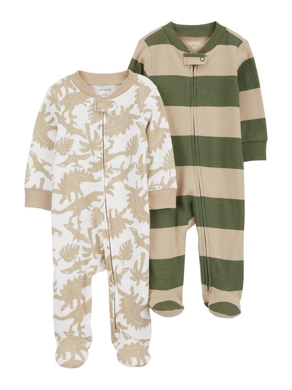 Carter's Carter's Бебешки гащеризони/боди 'SLEEP AND PLAY'  бежово / зелено / бяло