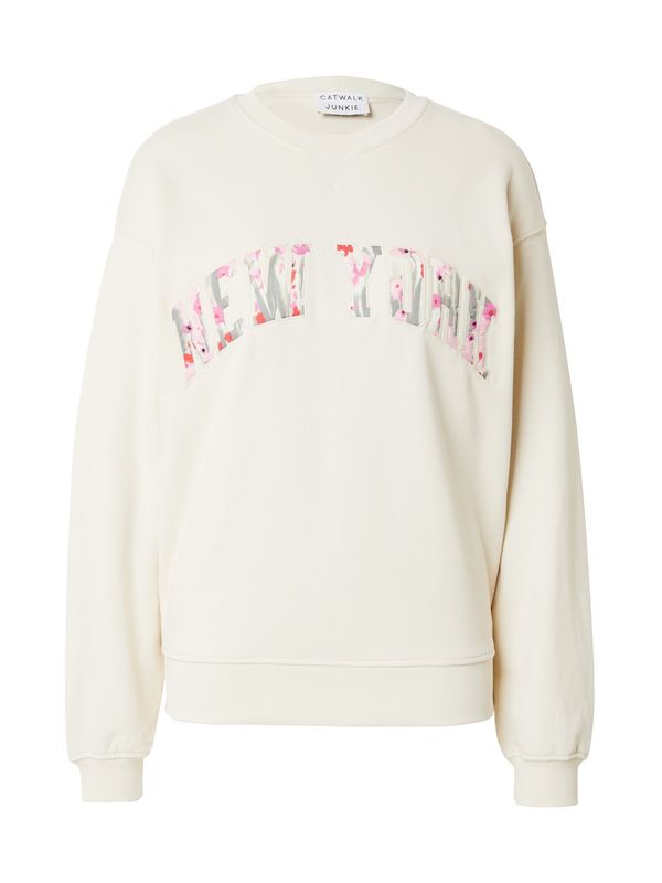 CATWALK JUNKIE CATWALK JUNKIE Суичър 'TULIPS'  сиво / корал / бледорозово / бял меланж
