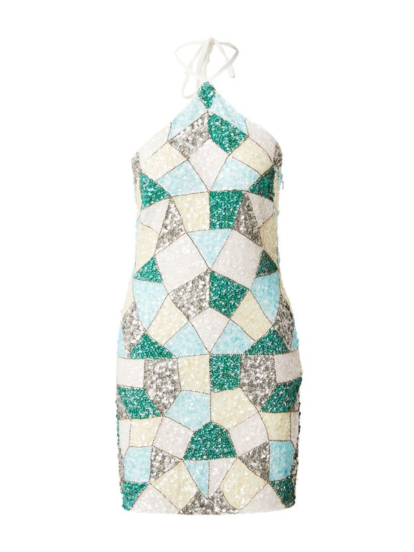 Coast Coast Рокля за коктейл  светлосиньо / пастелно жълто / зелено / сребърно