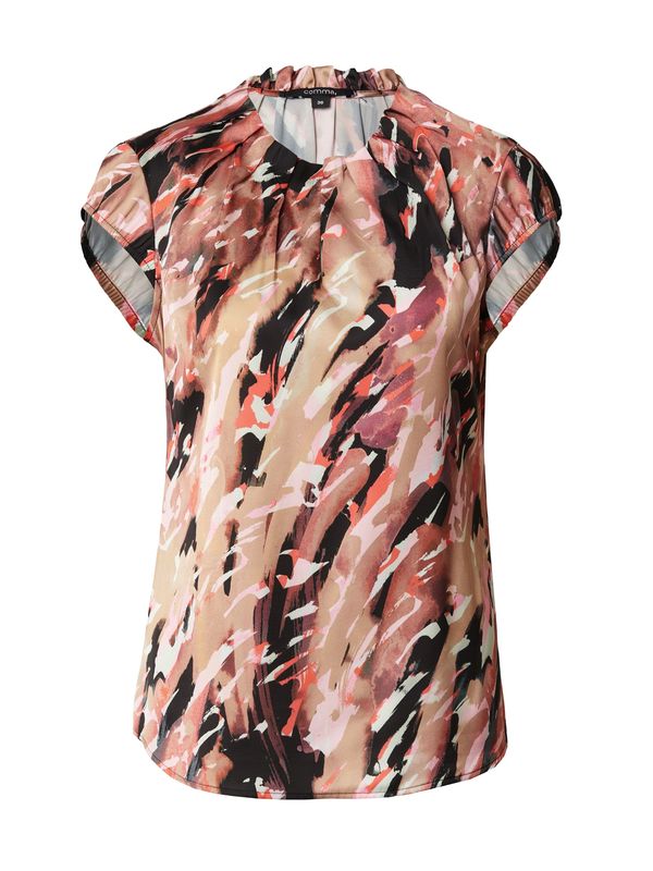 COMMA COMMA Блуза  светлокафяво / тъмнооранжево / бледорозово / черно