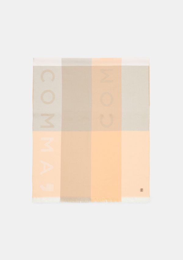 COMMA COMMA Шал  таупе сиво / оранжево / бяло