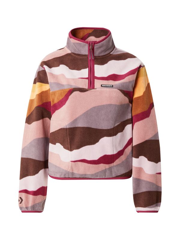 CONVERSE CONVERSE Пуловер 'COUNTER CLIMATE'  кафяво / златистожълто / пастелнолилаво / бледорозово