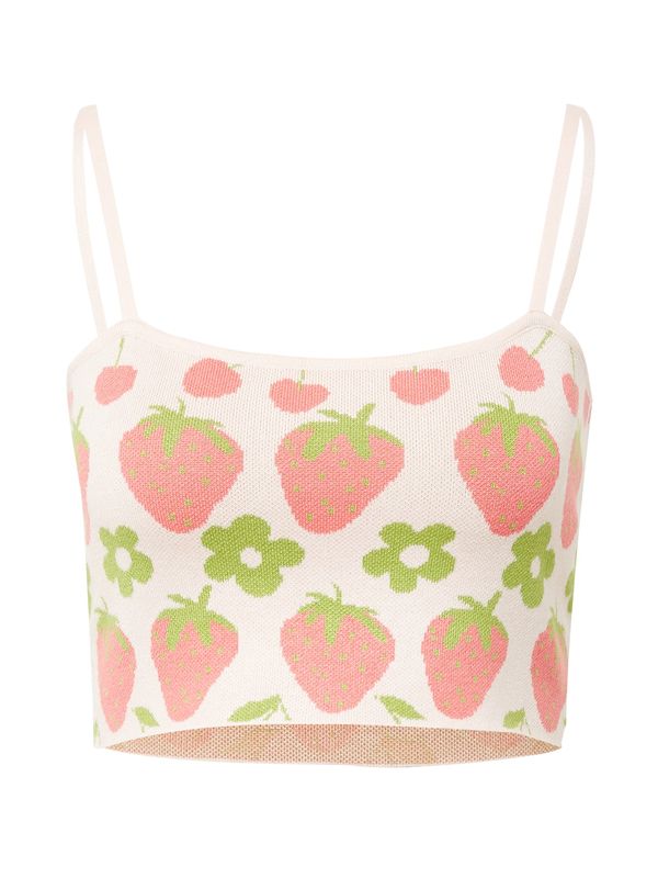 Cotton On Cotton On Плетен топ 'FUNTASIA'  кремаво / светлозелено / корал