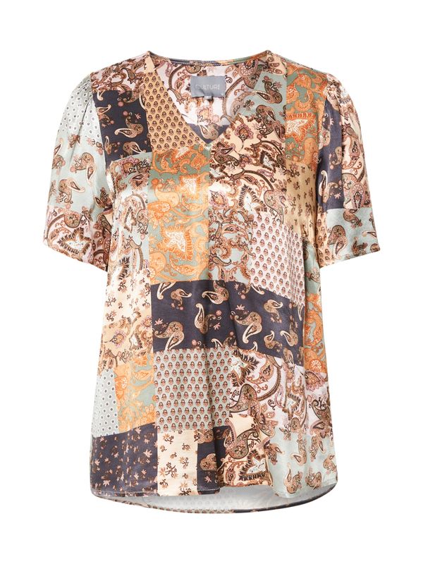 CULTURE CULTURE Блуза 'Viva'  нейви синьо / пастелно зелено / светлооранжево / бяло