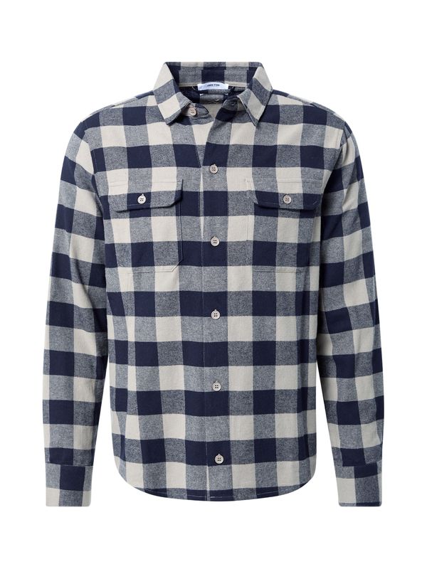 DAN FOX APPAREL DAN FOX APPAREL Риза 'Efe'  нощно синьо / бял памук