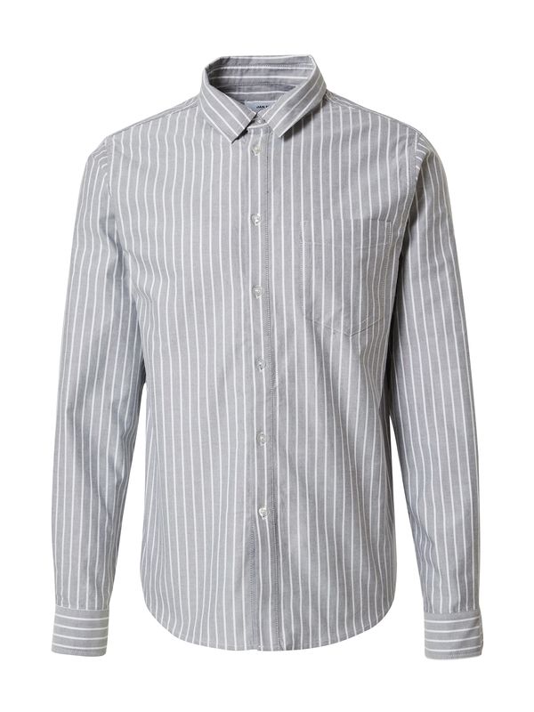 DAN FOX APPAREL DAN FOX APPAREL Риза 'Silas'  сиво / бяло