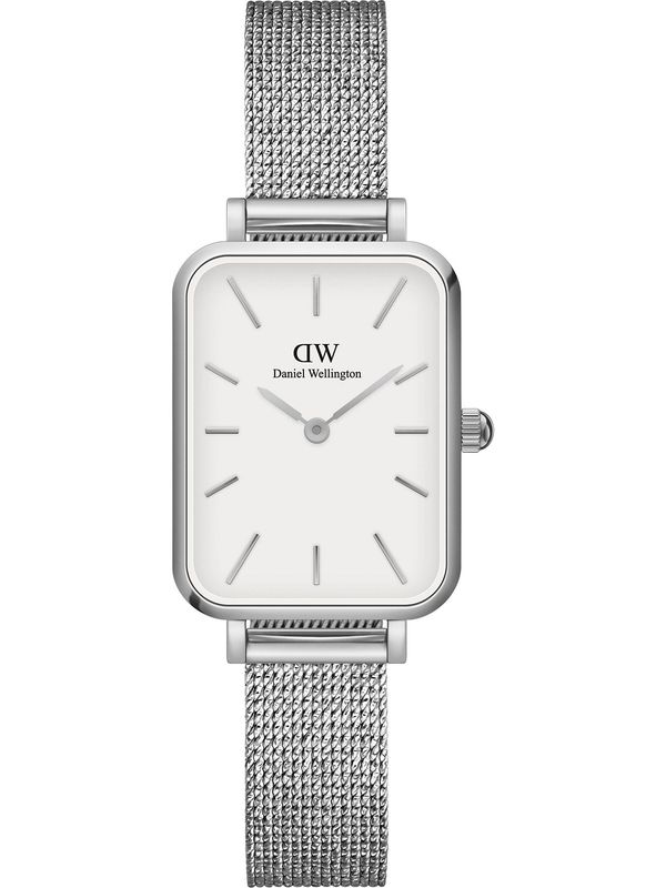 Daniel Wellington Daniel Wellington Аналогов часовник 'Quadro Pressed Sterling S White'  сребърно / бяло