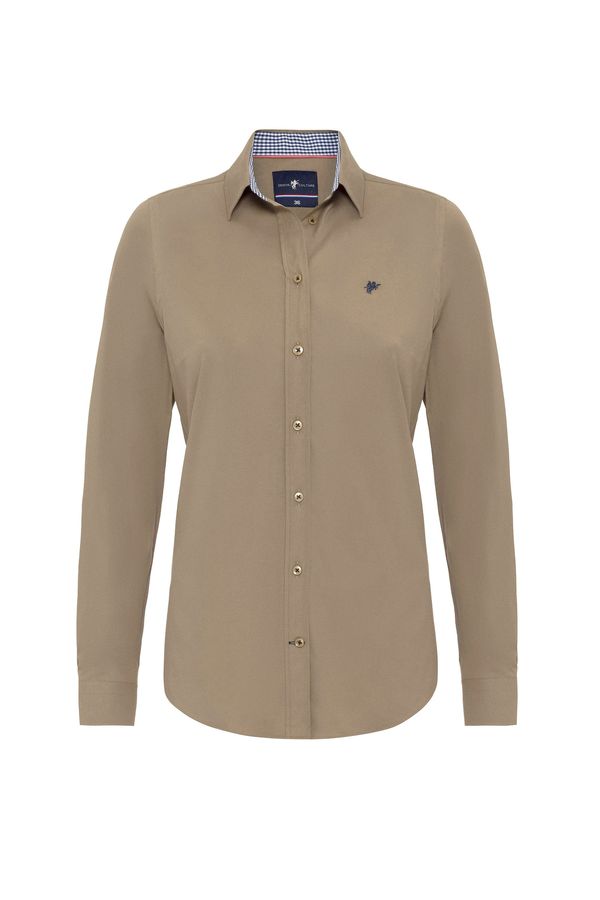 DENIM CULTURE DENIM CULTURE Блуза 'ALISHA'  тъмнобежово / нейви синьо