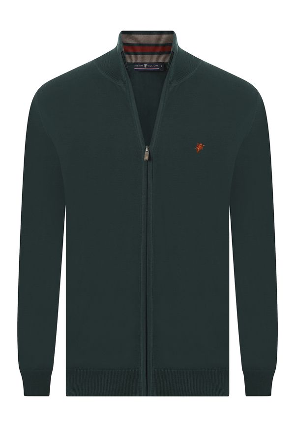 DENIM CULTURE DENIM CULTURE Плетена жилетка 'LEOPOLDO'  тъмнозелено / оранжево