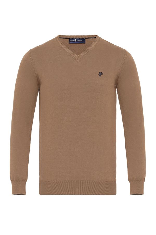 DENIM CULTURE DENIM CULTURE Пуловер 'DOMINIK'  сепия / черно