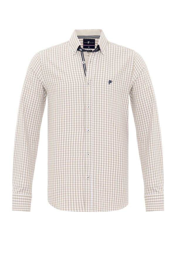 DENIM CULTURE DENIM CULTURE Риза 'TONEY'  бежово / нейви синьо / бяло