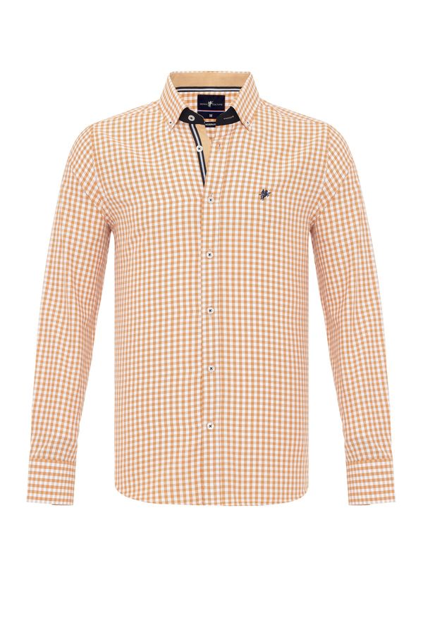 DENIM CULTURE DENIM CULTURE Риза 'TONEY'  нейви синьо / оранжево / бяло