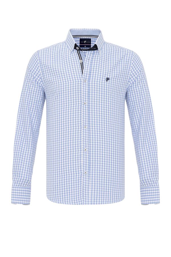 DENIM CULTURE DENIM CULTURE Риза ' TONEY '  синьо / бяло