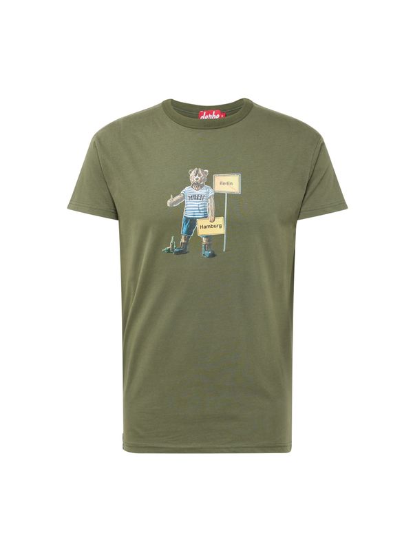 Derbe Derbe Тениска 'Bärlin Leaving'  светлосиньо / жълто / тъмнозелено / черно