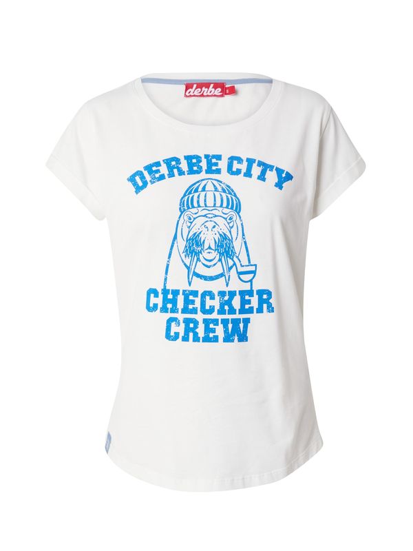 Derbe Derbe Тениска 'Derbe City'  неоново синьо / мръсно бяло