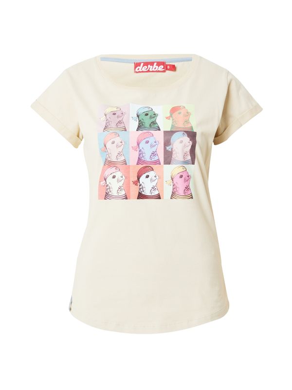 Derbe Derbe Тениска 'Robbe'  бежово / светлосиньо / зелено / бледорозово