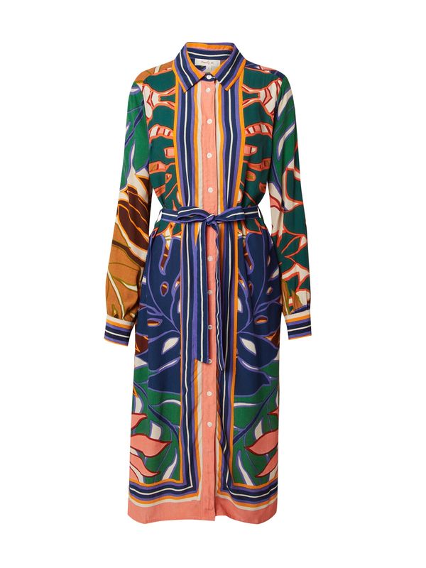 Derhy Derhy Рокля тип риза  морскосиньо / тъмнозелено / оранжево / праскова