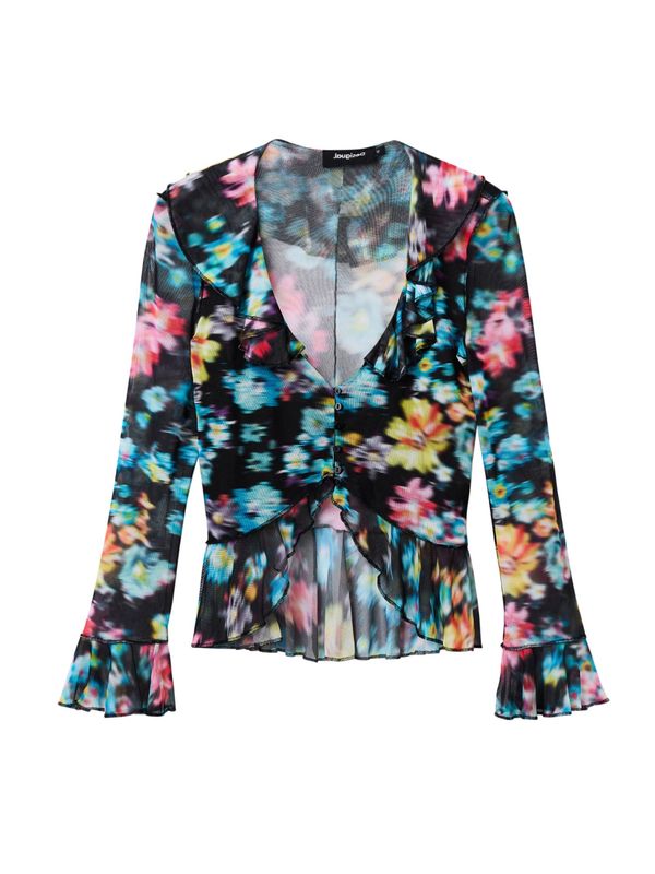 Desigual Desigual Блуза 'Laura'  светлосиньо / жълто / бледорозово / черно