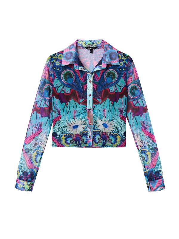 Desigual Desigual Блуза 'Lua Lacroix'  синя тинтява / циан / питая / мръсно бяло