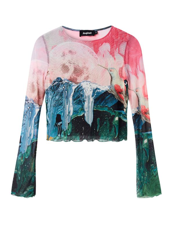 Desigual Desigual Блуза 'Skyler'  циан / смарагдово зелено / розе / пастелно червено