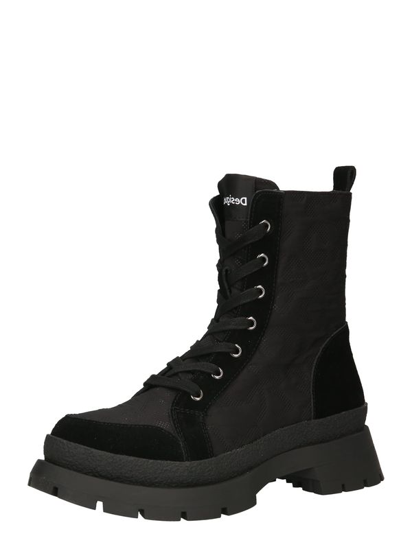 Desigual Desigual Ниски ботуши с връзки  антрацитно черно / черно