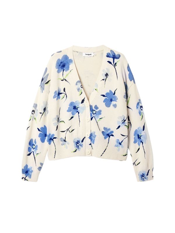 Desigual Desigual Плетена жилетка  слонова кост / морскосиньо / кралско синьо / лайм