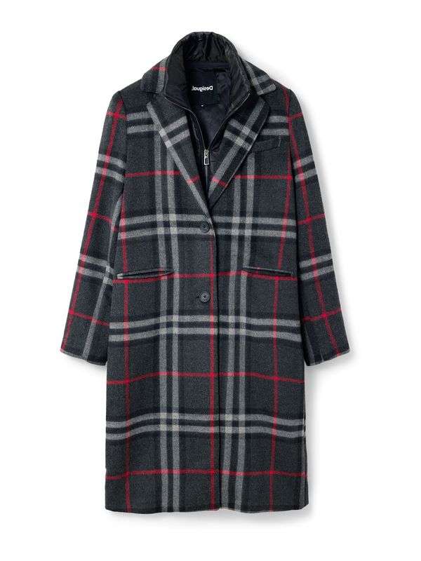 Desigual Desigual Преходно палто  сиво / червено / бяло