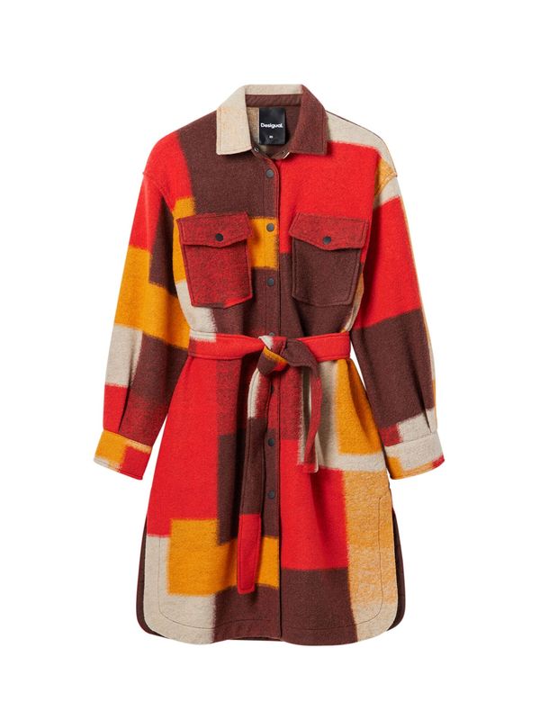 Desigual Desigual Преходно палто  светлосиво / мандарина / червено / карминено червено
