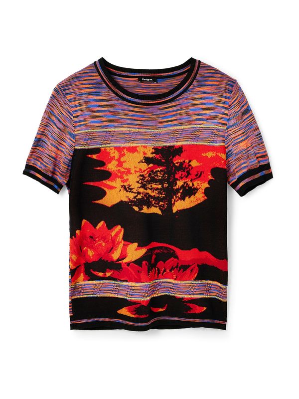 Desigual Desigual Пуловер 'ALEJANDRÍA'  тюркоазен / светлооранжево / ярко червено / черно