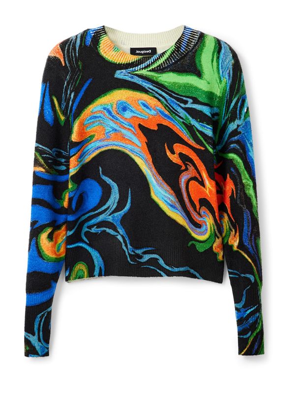 Desigual Desigual Пуловер  синьо / зелено / оранжево / черно