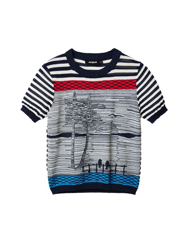 Desigual Desigual Пуловер 'SUN'  синьо / нейви синьо / червено / бяло