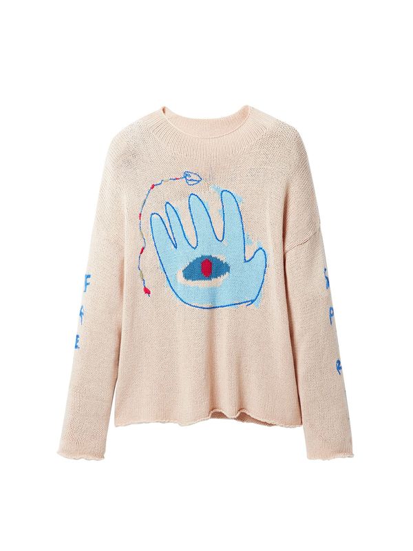 Desigual Desigual Пуловер  светлобежово / тъмнобежово / светлосиньо / тъмносиньо / огнено червено