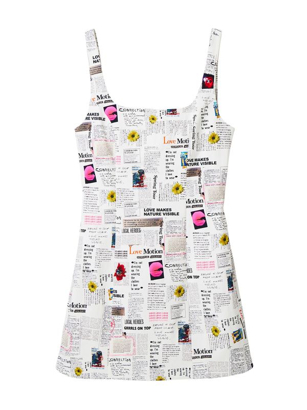 Desigual Desigual Рокля 'Breaking News'  жълто / светлорозово / черно / бяло