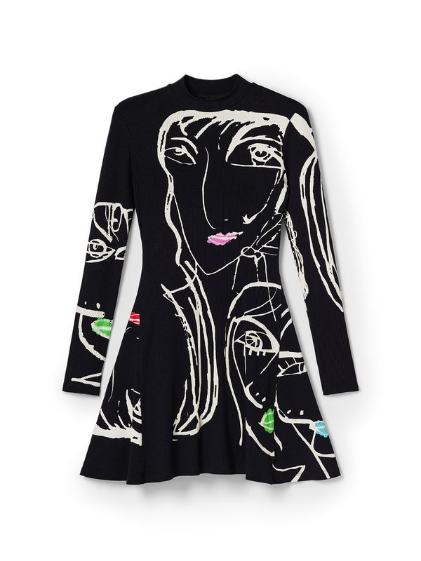 Desigual Desigual Рокля  светлозелено / орхидея / черно / бяло