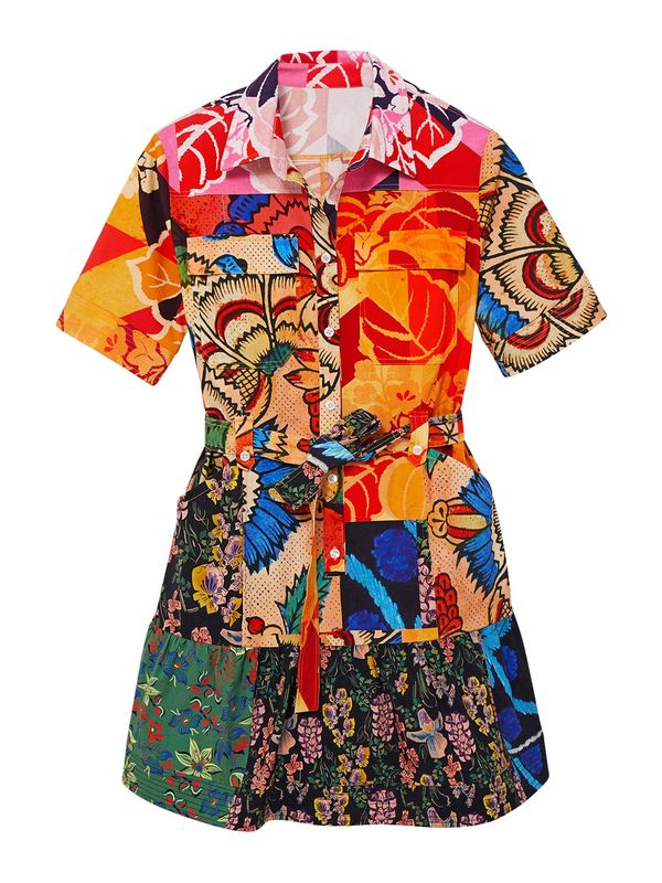 Desigual Desigual Рокля тип риза 'Avinyon'  лазурно синьо / смарагдово зелено / оранжево / черно