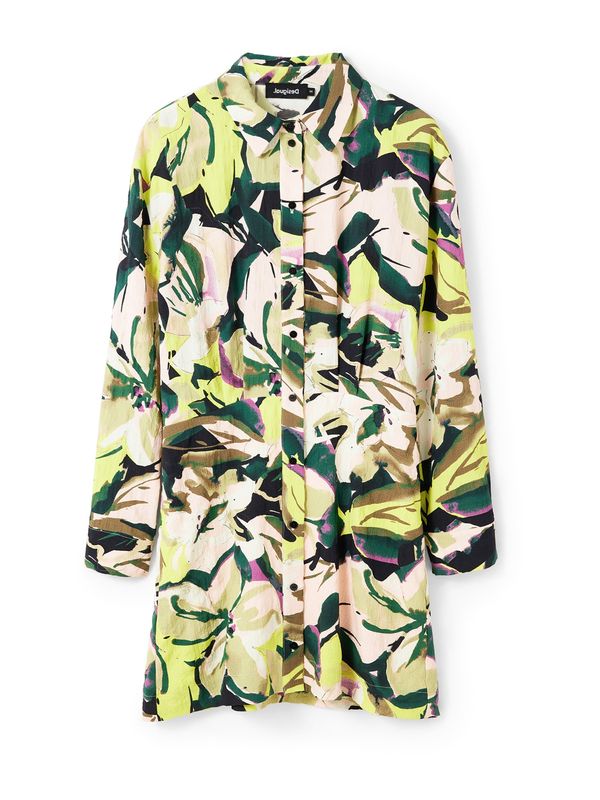 Desigual Desigual Рокля тип риза 'KEA'  светлозелено / тъмнозелено / черно / бяло