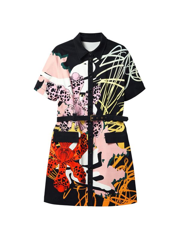 Desigual Desigual Рокля тип риза 'M. Christian Lacroix'  жълто / бледорозово / алено / черно