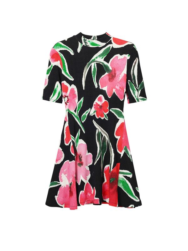 Desigual Desigual Рокля  зелено / светлорозово / червено / черно