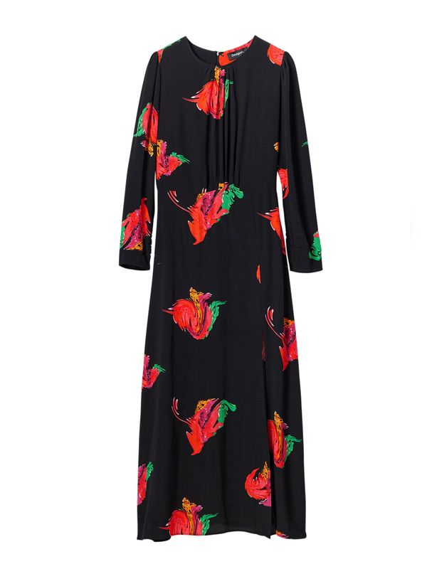 Desigual Desigual Рокля  зелено / тъмнооранжево / ярко червено / черно