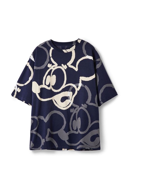 Desigual Desigual Тениска 'Arty Mickey Mouse'  бежово / нейви синьо