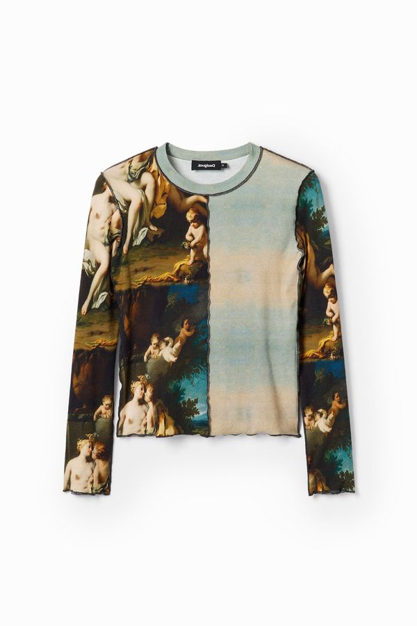 Desigual Desigual Тениска  бежово / синьо / кафяво / светлосиво