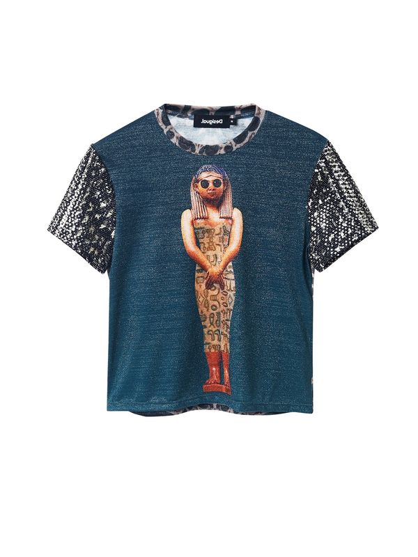 Desigual Desigual Тениска 'Faraona'  бежово / морскосиньо / светлокафяво / черно