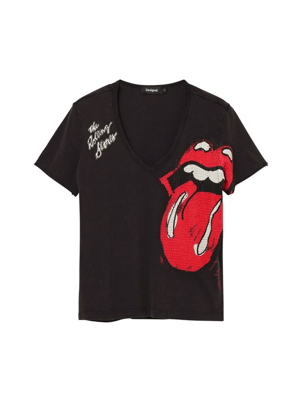 Desigual Desigual Тениска 'Rhinestone The Rolling Stones'  червено / черно / бяло