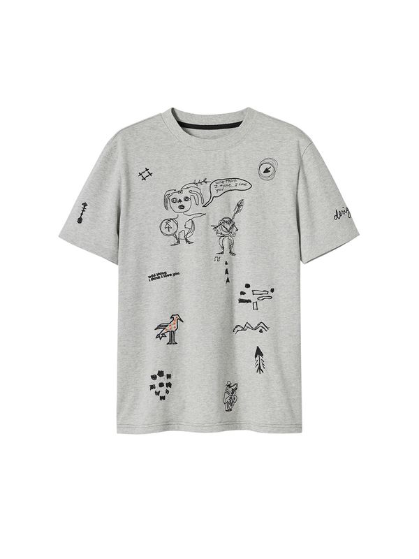 Desigual Desigual Тениска  сиво / черно