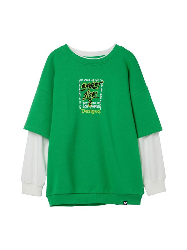 Desigual Desigual Тениска  сиво / зелено / черно / бяло