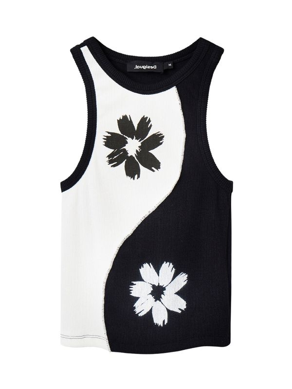 Desigual Desigual Топ 'Yin Yang'  черно / бяло