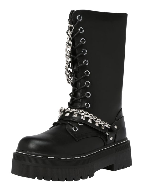 Dockers by Gerli Dockers by Gerli Ниски ботуши с връзки  черно / сребърно