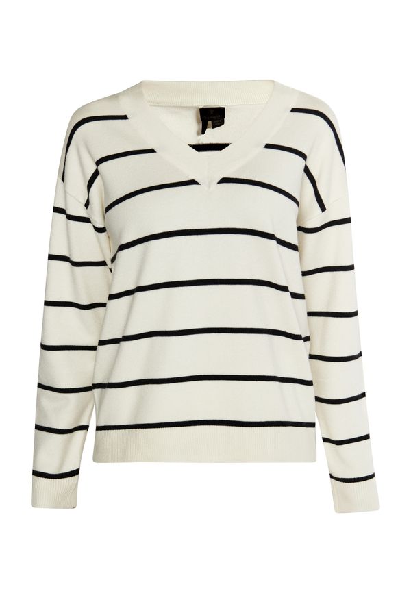 DreiMaster Klassik DreiMaster Klassik Пуловер 'Baradello'  черно / бял памук