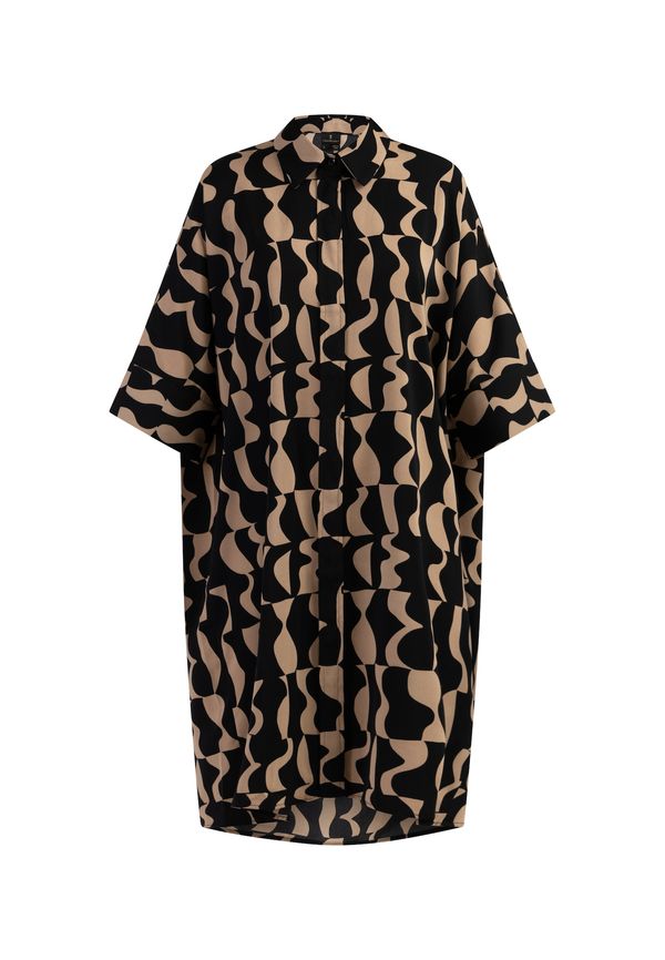 DreiMaster Klassik DreiMaster Klassik Рокля тип риза  светлокафяво / черно